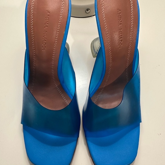 Amina Muaddi Vibrant Blue Heels - Picture 7 of 10